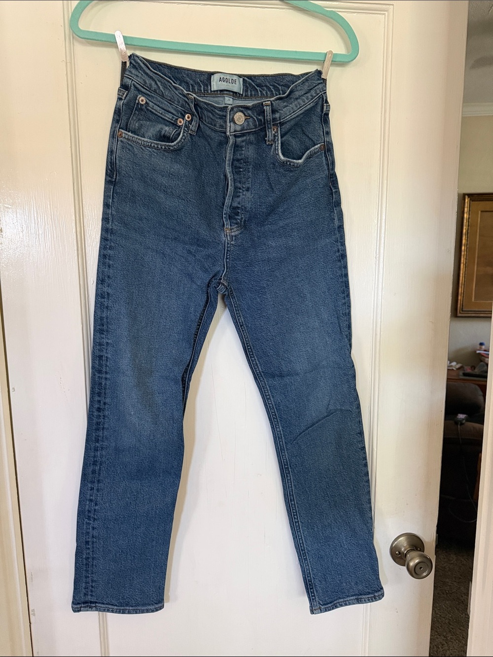 Agolde Women's Straight-Leg Dark Indigo Button-Fly Jeans